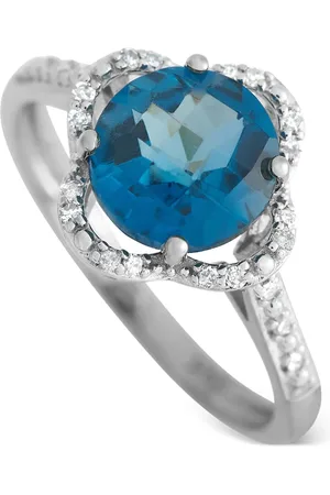 LB Exclusive 14kt Quatrefoil Weißgoldring mit Diamanten und Topas