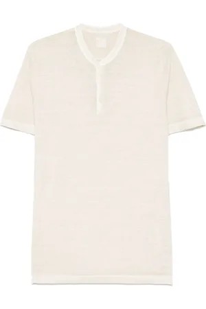 120% Lino Meliertes Henley-T-Shirt