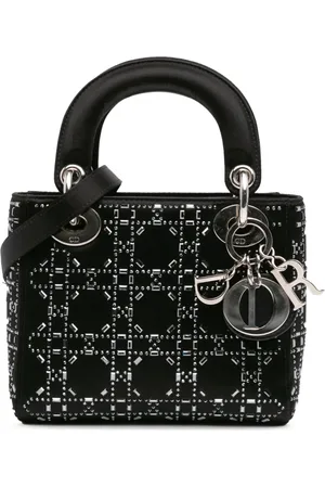 Dior 2020 mini Cannage Strass Lady Dior Satchel-Tasche aus Satin mit Kristallen
