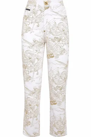 Philipp Plein Cropped-Jeans mit Skelett-Print