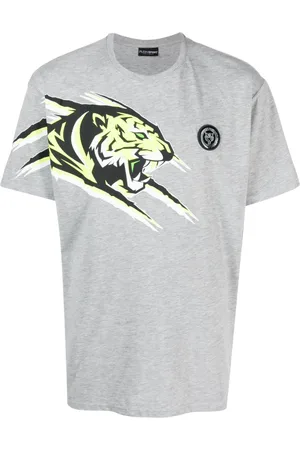Philipp Plein Meliertes T-Shirt mit Tiger-Motiv