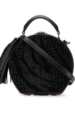 Saint Laurent 2018 kleine Mica Hatbox Satchel-Tasche aus Leder mit Kroko-Effekt