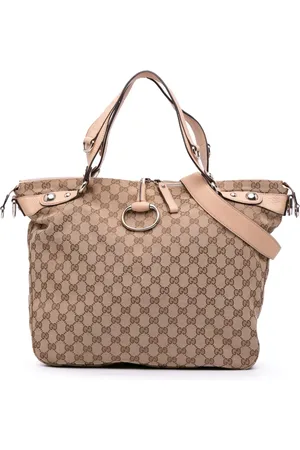 Gucci 2016-2024 große Icon Bit Satchel-Tasche aus GG-Canvas