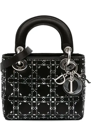 Dior 2018 mini Cannage Strass Lady Dior Satchel-Tasche aus Satin mit Kristallen