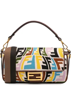 Fendi 2010-2025 Sarah Coleman Zucca Fish Eye Vertigo Baguette Satchel-Tasche aus Canvas