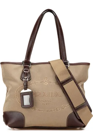 Prada 2013-2025 Canapa Logo Satchel-Tasche aus Canvas mit Lederbesatz