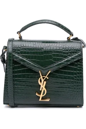 Saint Laurent 2020 mini Cassandra Umhängetasche aus Kalbsleder mit Kroko-Effekt und Monogramm