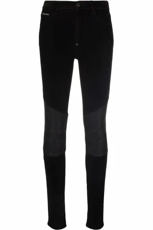 Philipp Plein Skinny-Jeans mit Ledereinsätzen