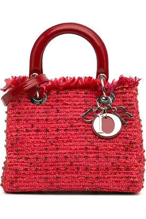 Dior 2012 mittelgroße Lady Dior Satchel-Tasche aus Tweed mit Fransen und Strass