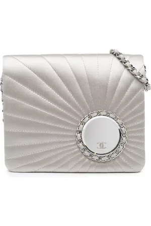 CHANEL 2005-2006 Handtasche aus Satin mit Kettenriemen und Spiegelverzierung