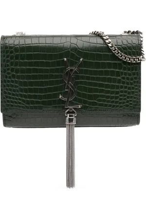 Saint Laurent 2018 mittelgroße Kate Umhängetasche aus Leder mit Kroko-Effekt und Quaste