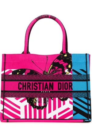 Dior 2021 mittelgroße Butterfly D Jungle Pop Book Tote Bag aus Canvas mit Stickerei