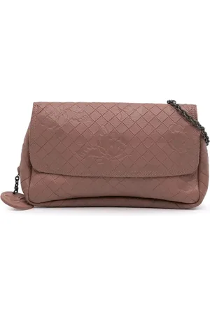 Bottega Veneta 2012-2024 kleine Butterfly Umhängetasche aus Kalbsleder mit Intrecciomirage-Prägung und Kettenriemen