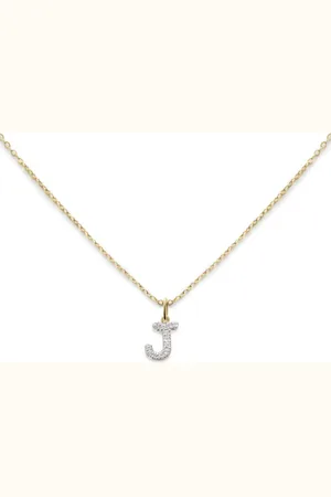 Monica Vinader 14kt Gelbgoldhalskette mit J-Diamantanhänger