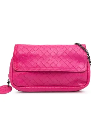 Bottega Veneta 2012-2024 kleine Butterfly Umhängetasche aus Kalbsleder mit Intrecciomirage-Prägung und Kettenriemen