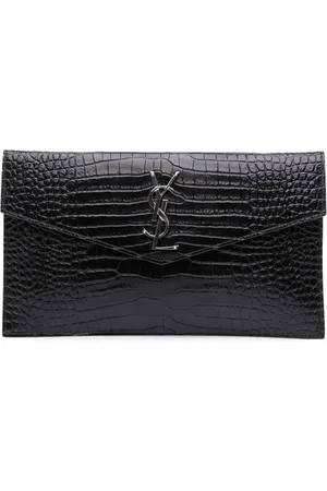 Saint Laurent 2020 Uptown Clutch aus Leder mit Kroko-Prägung