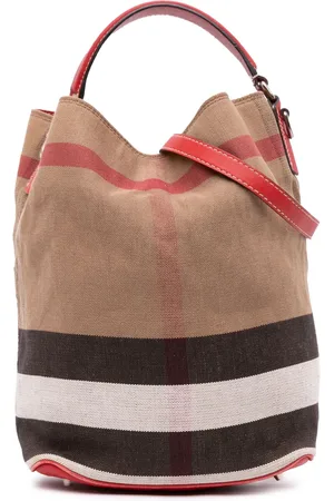 Burberry 2000-2017 mittelgroße Mega Check Ashby Beuteltasche aus Canvas
