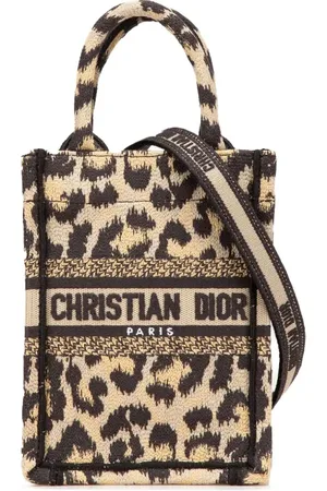 Dior 2022 Mizza mini Vertical Satchel-Tasche aus Canvas mit Leoparden-Print