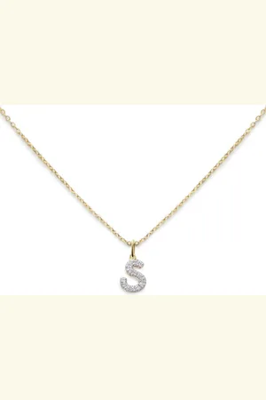 Monica Vinader 14kt Gelbgoldhalskette mit S-Diamantanhänger