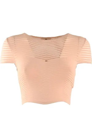 Elisabetta Franchi Cropped-Top mit Fischgrätenmuster