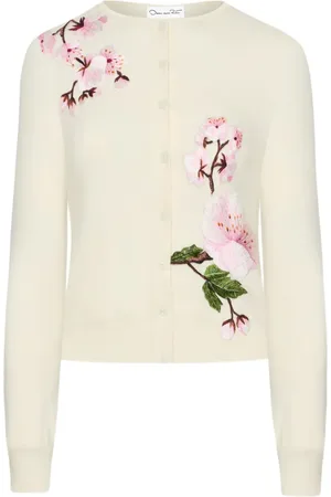 Oscar de la Renta Cardigan mit Blumenstickerei