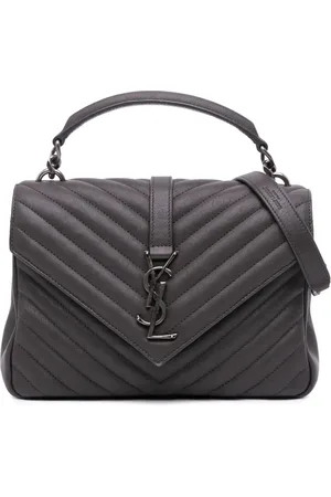 Saint Laurent 2017 mittelgroße Monogram Chevron Shearling College Satchel-Tasche