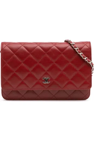 CHANEL 2014-2015 gestepptes CC Portemonnaie aus Lammleder mit Kettenriemen