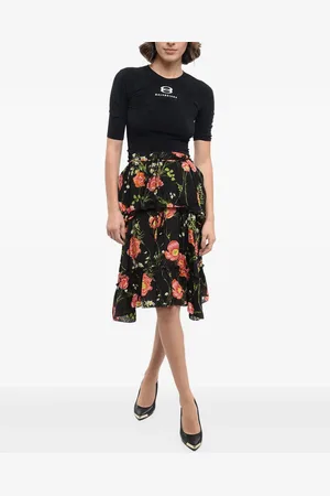 Balenciaga Midikleid mit Blumen-Print