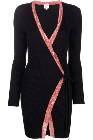 Jean Paul Gaultier 1990s Geripptes Wickelkleid