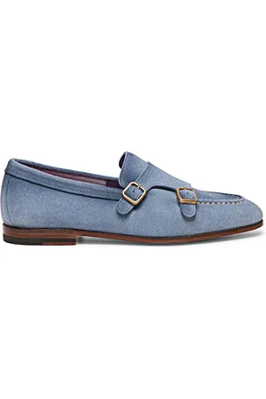 santoni Loafer aus Wildleder mit Doppelschnalle