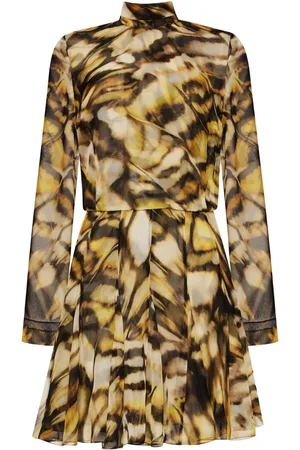 Oscar de la Renta Seidenkleid mit Schmetterling-Print
