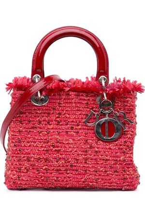 Dior 2012 mittelgroße Lady Dior Satchel-Tasche aus Tweed mit Fransen und Strass