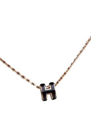 Hermès 20th Century Rotgold- und Emaille-Halskette mit mini Pop H-Anhänger