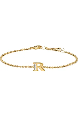 David Yurman 18kt Petite Pavé Initial Gelbgoldarmband mit Diamant