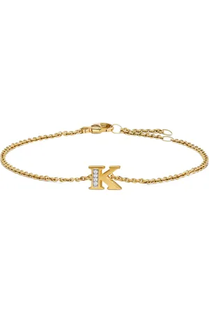 David Yurman 18kt Petite Pavé Initial Gelbgoldarmband mit Diamant