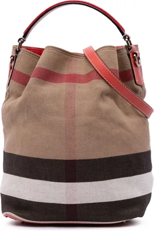 Burberry 2000-2017 mittelgroße Mega Check Ashby Beuteltasche aus Canvas
