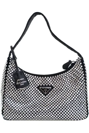 Prada 2019-2025 mini Re-Edition 2000 Schultertasche aus Satin mit Kristallen
