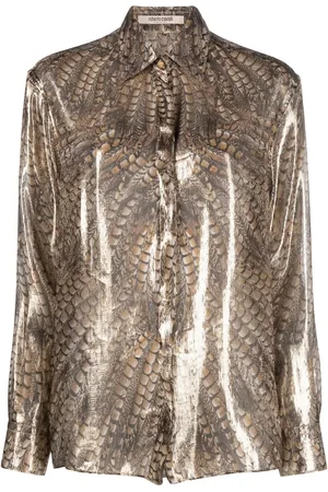 Roberto Cavalli Metallisches Hemd mit Print