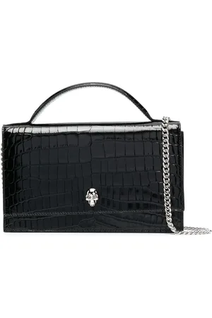 Alexander McQueen Schultertasche mit Kroko-Optik
