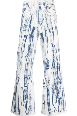 Kusikohc Wide-Leg-Jeans mit Malerei-Print