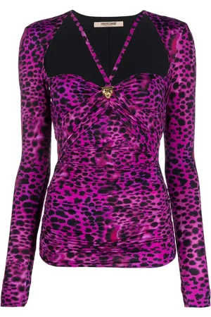 Roberto Cavalli Oberteil mit Leoparden-Print