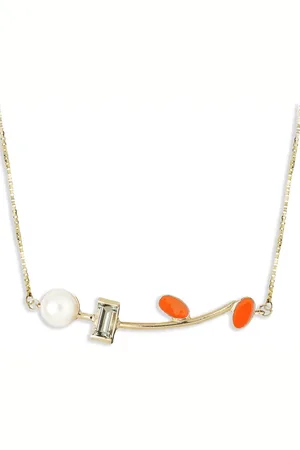 Aliita 18kt Petalos Gelbgoldhalskette mit Zitrin und Perle