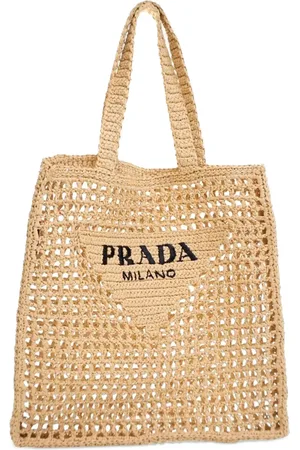 Prada 2010-2024 gehäkelte Tote Bag aus Raffiabast mit Logo