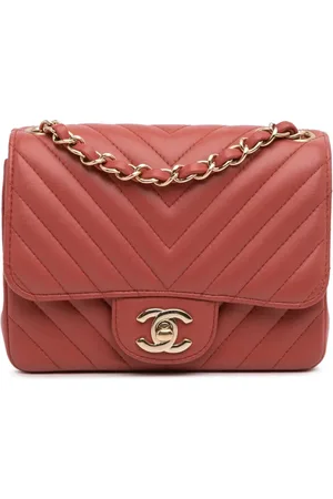 CHANEL 2018 mini eckige Classic Chevron Flap Umhängetasche aus Lammleder