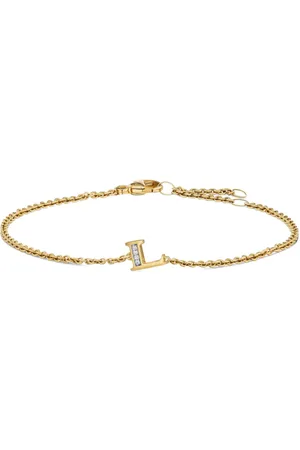 David Yurman 18kt Petite Pavé Initial Gelbgoldarmband mit Diamant