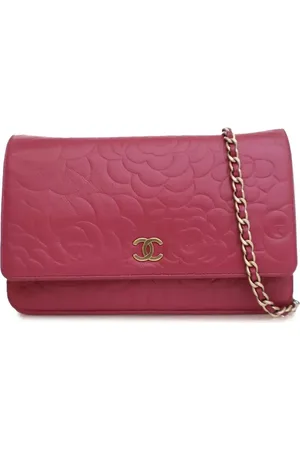 CHANEL 2012 Camellia Umhängetasche aus geprägtem Lammleder mit Kettenriemen