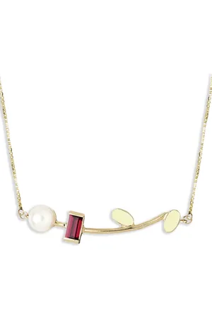 Aliita 18kt Petalos Gelbgoldhalskette mit Zitrin und Perle