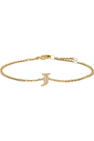David Yurman 18kt Petite Pavé Initial Gelbgoldarmband mit Diamant