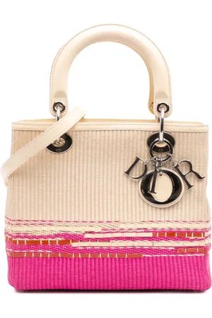 Dior 2012 mittelgroße Lady Dior Satchel-Tasche aus Raffiabast