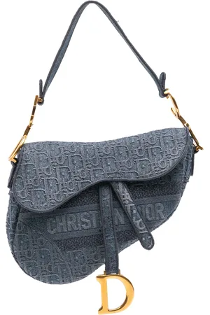 Dior 2019 Oblique Schultertasche aus Denim mit Stickerei